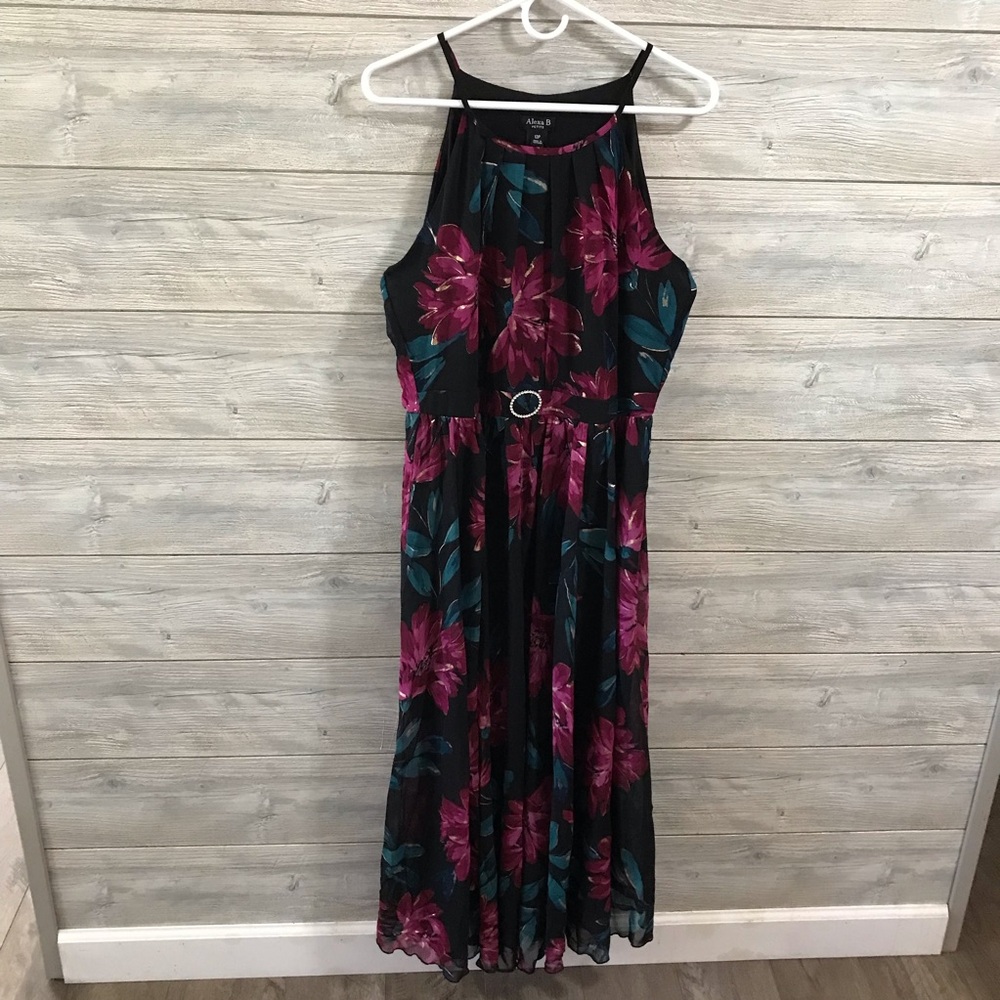 Alexa B Floral Halter Maxi Dress